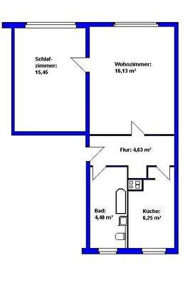 Die Aufteilung von ca. 46 m²