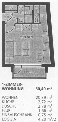 1-Zimmer, 30,40 qm