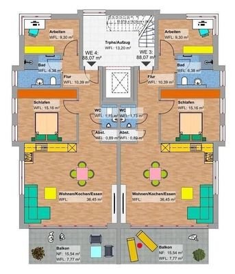 Haus 1 - Grundriss WE 4, 1. OG