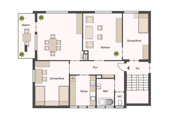 Wohnung Nr. 3 1.OG links - Haus 92