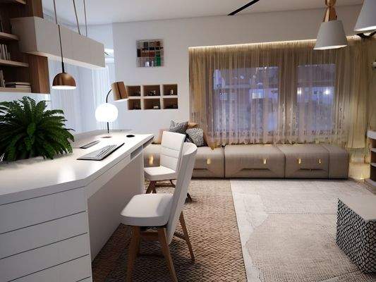 Partyraum EG in eine Home-Office verwandelt