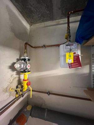 Gasanschluss im Kellerraum im UG