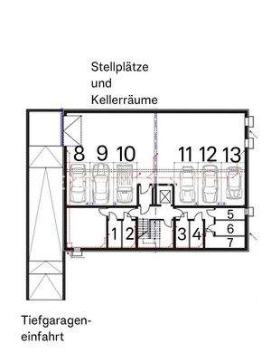 Tiefgarage, Stellplätze, Kellerräume