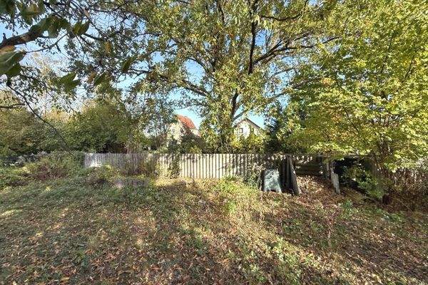 Grundstück hinten und anliegende Nachbarschaft