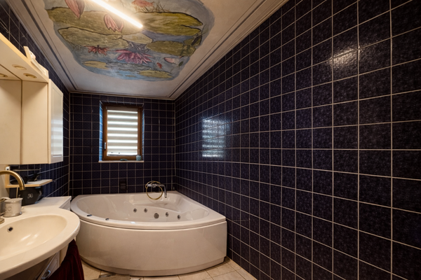 Badezimmer mit Whirlpool und Deckenbild