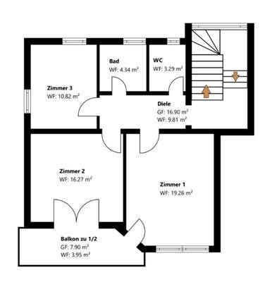 Grundriss Skizze Haus 1 OG