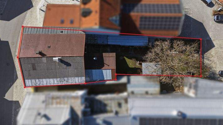 Luftaufnahme mit Markierung