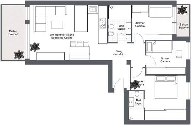 Brixen-Sanierte Wohnung-vollmöbliert-modern-hochwertige Möbel-Eichrichtung-Luxus-Neu-Beleuchtung-Terrasse-Stadtzentrum-Bahnhof