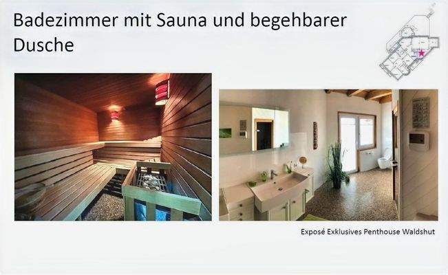 Sanuna und Badezimmer