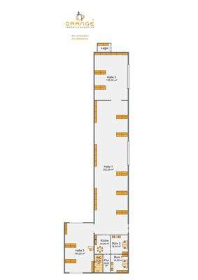 Grundriss, Halle mit Büro