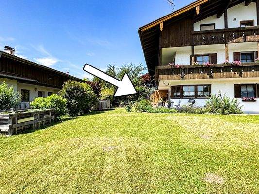 Ansicht Wohnung mit Garten