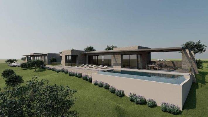Kreta, Litsarda: Ruhiges Grundstück mit Baugenehmigung und atemberaubender Aussicht auf die Landschaft zu verkaufen