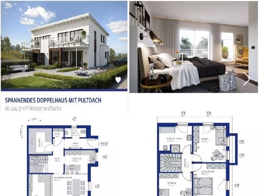 124,37m² (ab) Spannendes Doppelhaus mit Pultdach