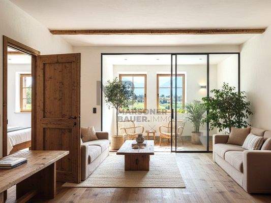 Innendarstellung mit Einrichtungsbeispiel zur Veranschaulichung - W05_2.Stock Ost - rendering interno con proposta di arredamento a solo scopo illustrativo