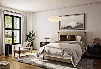 Palais Stahnsdorf Schlafzimmer mit Blick durch die