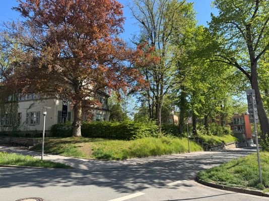 Blick auf Grundstück und Alte Ärzte Villa