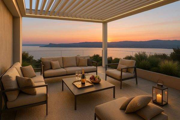 Großzügige Terrasse mit Blick über den Gardasee