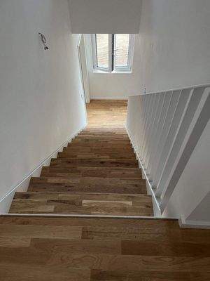 Trepepn sind wie die Räume mit Parkett belegt