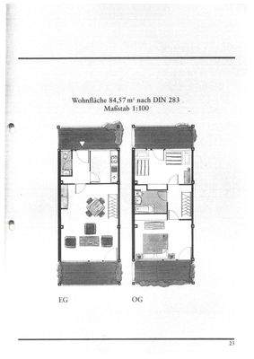 Grundriss aus Baujahr mit gespiegelter Darstellung - Zustand vor den Sanierungen