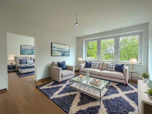 Wohnzimmer virtuell möbliert