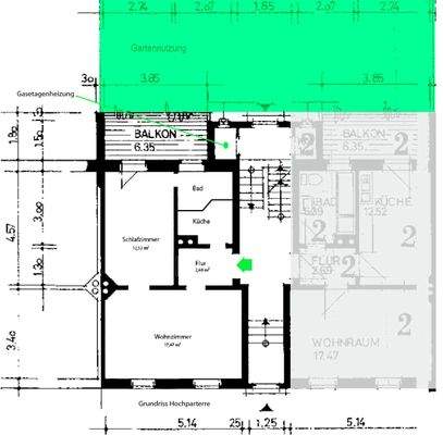 Grundriss Hochparterre mit Gartennutzung