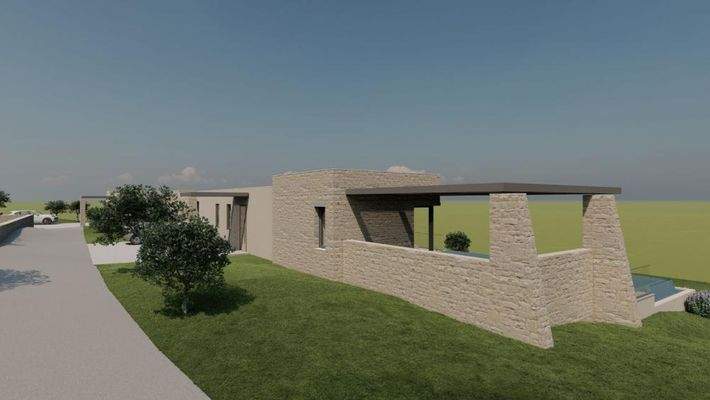 Kreta, Litsarda: Ruhiges Grundstück mit Baugenehmigung und atemberaubender Aussicht auf die Landschaft zu verkaufen