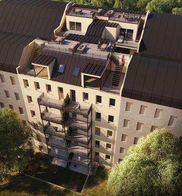 Dachansicht hofseitig (Rendering)