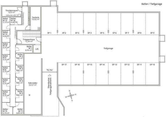 Kellergeschoss und Tiefgarage