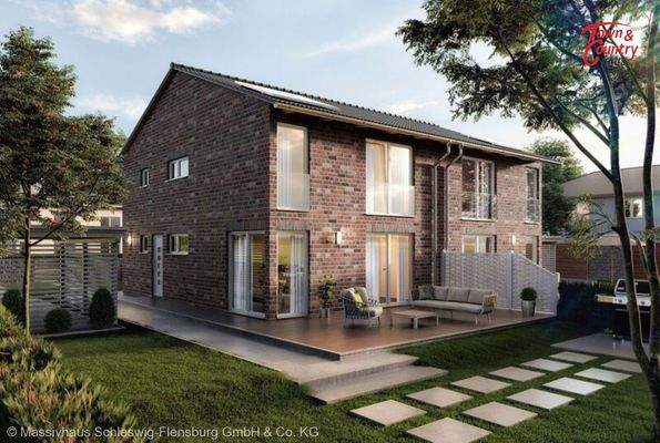 Ansicht Garten Verblendfassade Satteldach