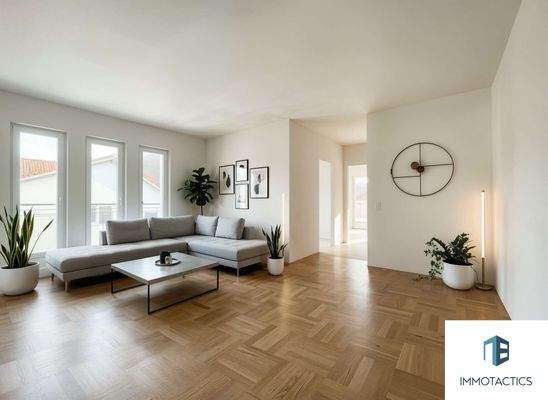 Wohnzimmer nach Fertigstellung (AI)