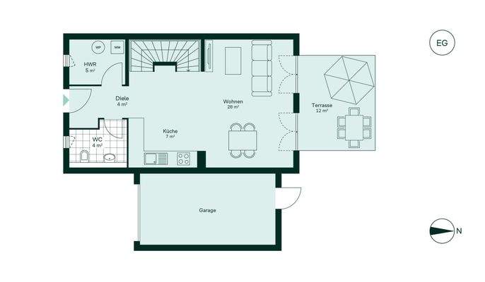 Offener und großzügiger Wohnbereich im Erdgeschoss