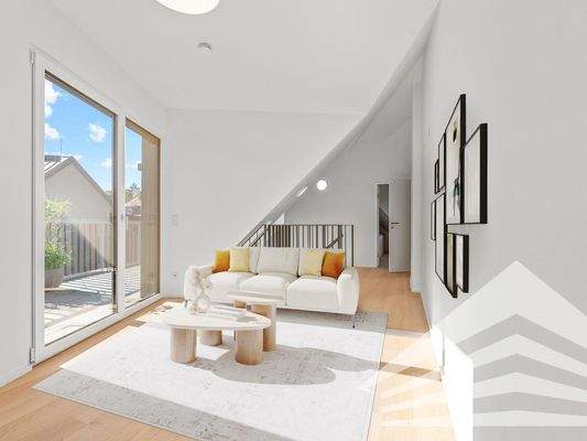 Wohnzimmer DG2 mit Möblierungsvorschlag