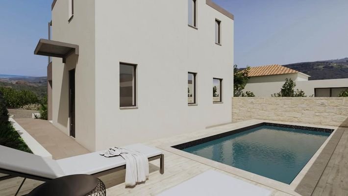 Kreta, Drakona: Neubau-Projekt! Einfamilienhaus mit Pool zu verkaufen