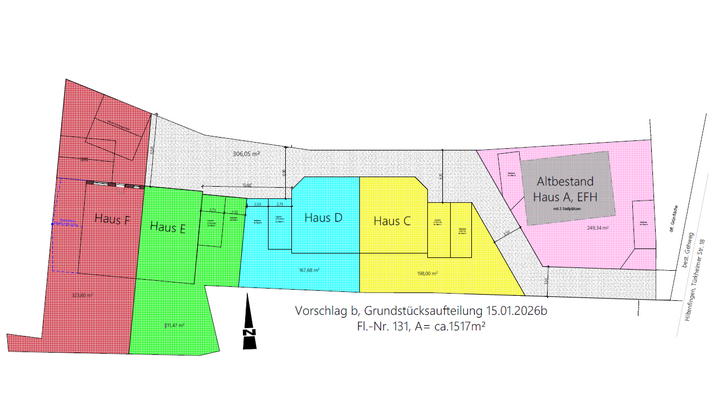 Grundstücksaufteilung b
