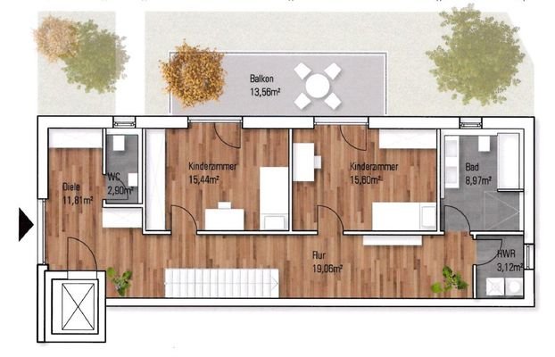 Grundriss untere Etage/Eingang - nicht maßstabsget