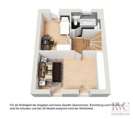 3D Visualisierung 1. OG möbliert