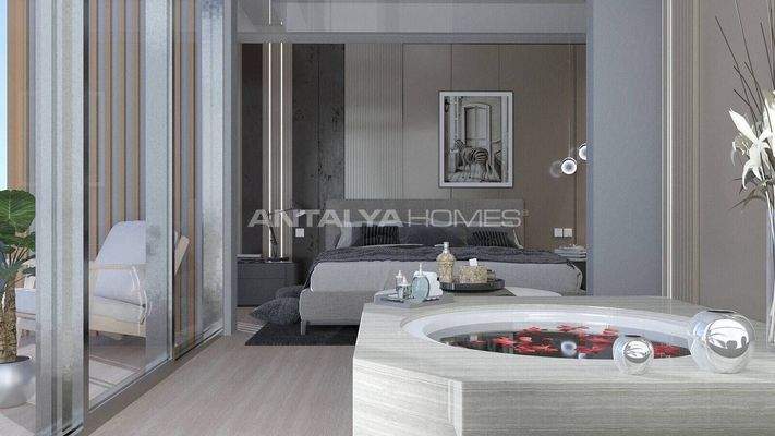Detached Houses with Sea Views and Pools in Alanya Tepe