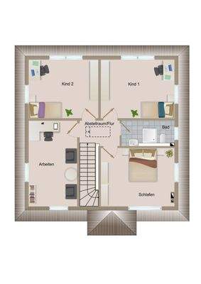 Grundriss-Skizze Obergeschoss