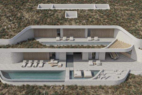 Kreta, Kokkino Chorio: Grundstück am Meer mit Genehmigung für Luxusvilla zu verkaufen