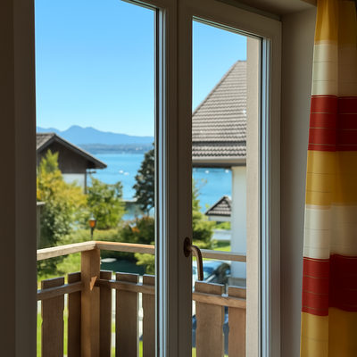 Fensterblick auf den See (Musterbild) Hinweis: Zur Wahrung der Privatsphäre wurden die Originalbilder KI-basiert verfremdet. Die gezeigten Vergleichsmusterbilder dienen ausschließlich der optischen Orientierung