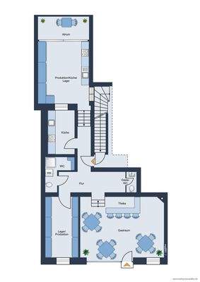 Grundrissskizze - nicht maßstabsgetreu - Möbilierung dient lediglich zur Veranschaulichung und ist nicht Bestandteil