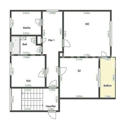 Grundriss mit Wandmaßen