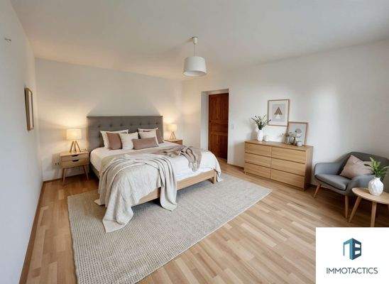 Schlafzimmer EG Haus 1 - (KI generiert)