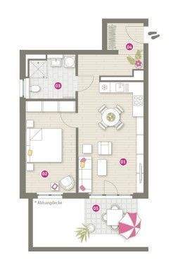 Grundriss der 2-Zimmer-Wohnung