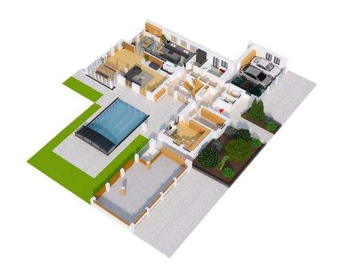 3D-Grundriss EG mit Einrichtungsvorschlag