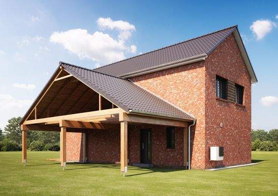 Detailansicht Carport (Anbau an Nachbar) Haus Nr.5