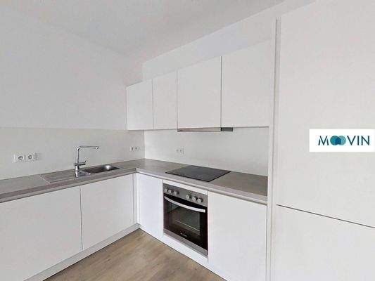 Ansicht IV: Wohn - und Esszimmer mit offener Küche