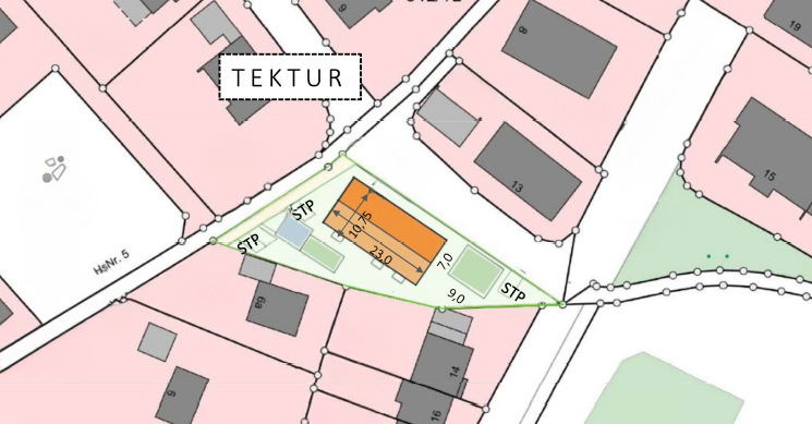 Flurkarte Bebauungsvorschlag Mehrfamilienhaus 