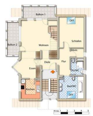 Grundriss Wohnung Obergeschoss 1. Ebene