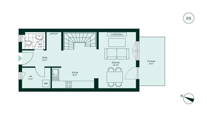 Geräumiges Erdgeschoss mit viel Stauraum